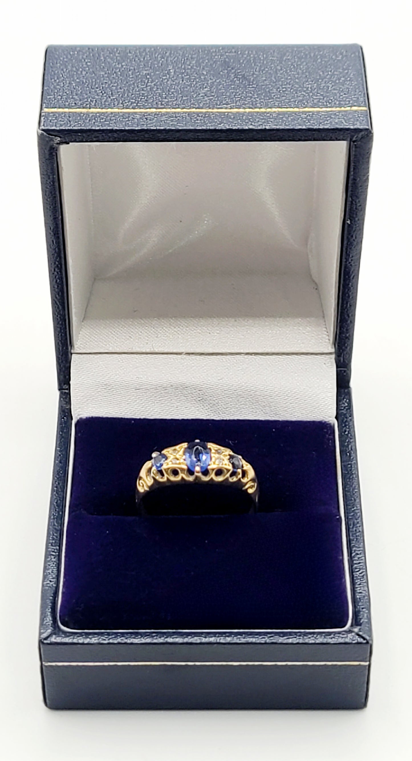 Sapphire & Diamond Edwardian 18ct. Gold Ring, Chester1910