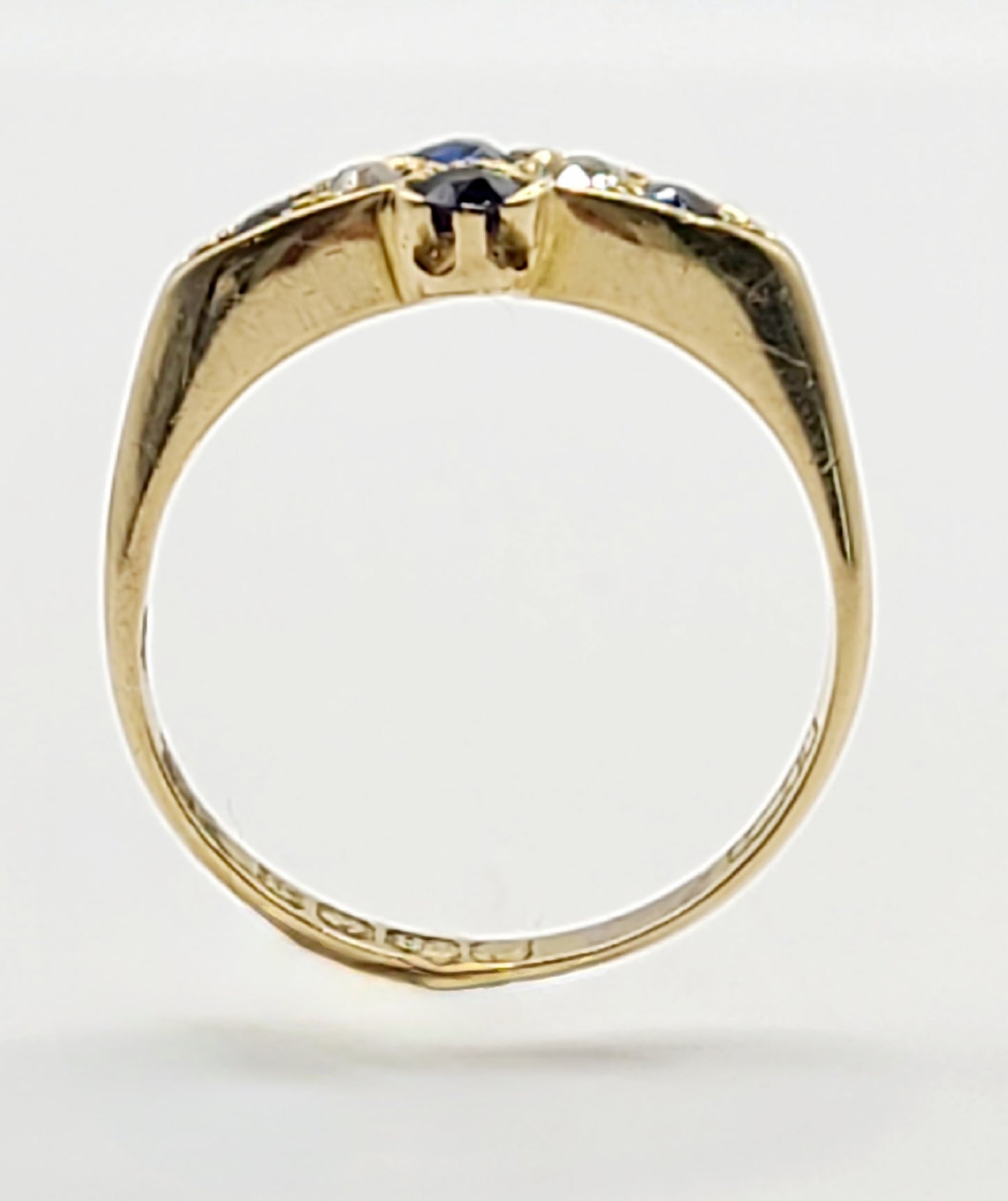 WW1 Period Rose Cut Sapphire Diamond 18ct Gold Ring