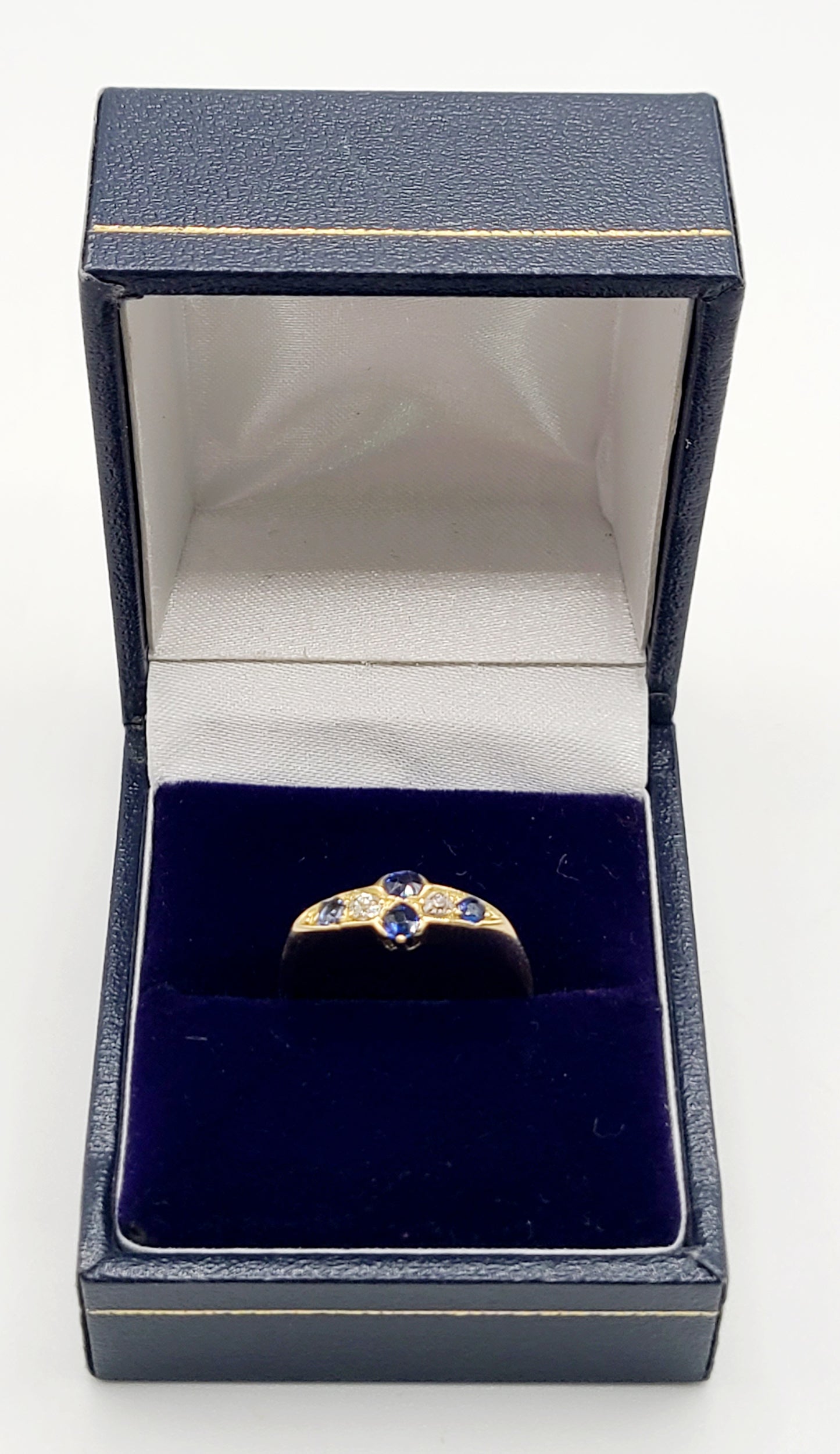 WW1 Period Rose Cut Sapphire Diamond 18ct Gold Ring