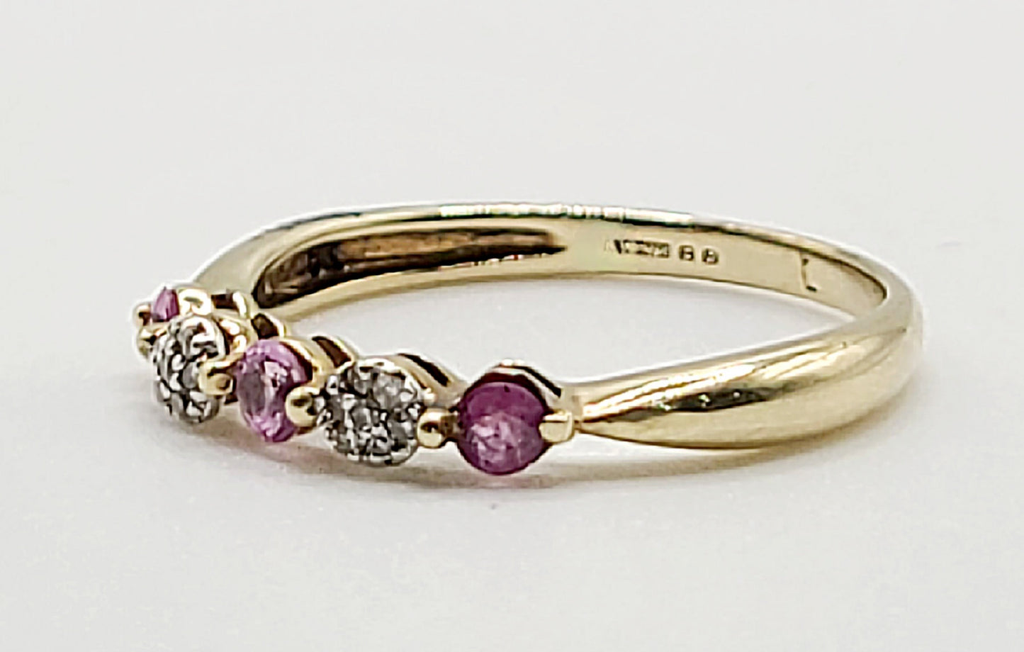 Pink Sapphire & Diamond Half Eternity Ring
