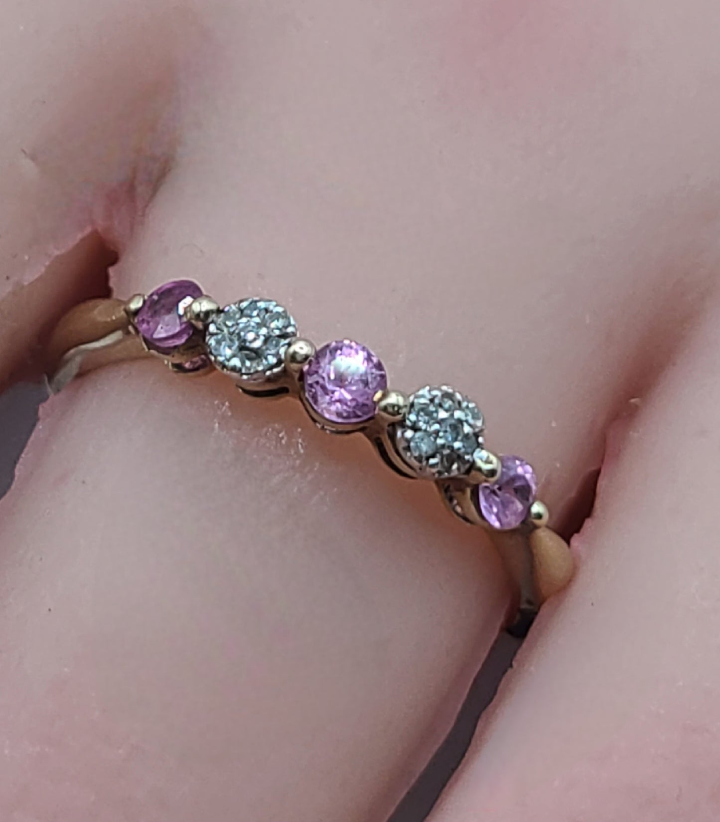 Pink Sapphire & Diamond Half Eternity Ring