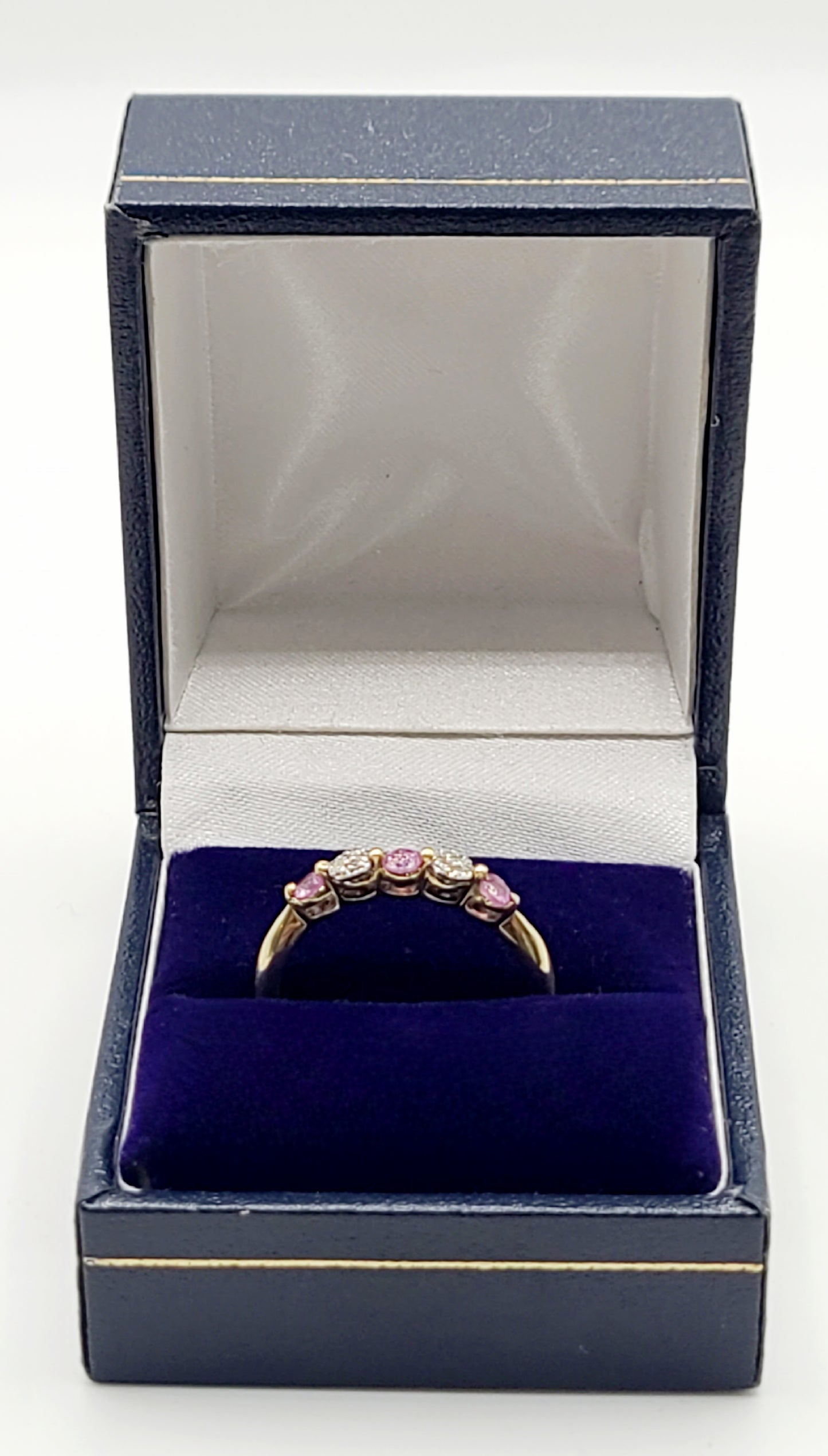 Pink Sapphire & Diamond Half Eternity Ring