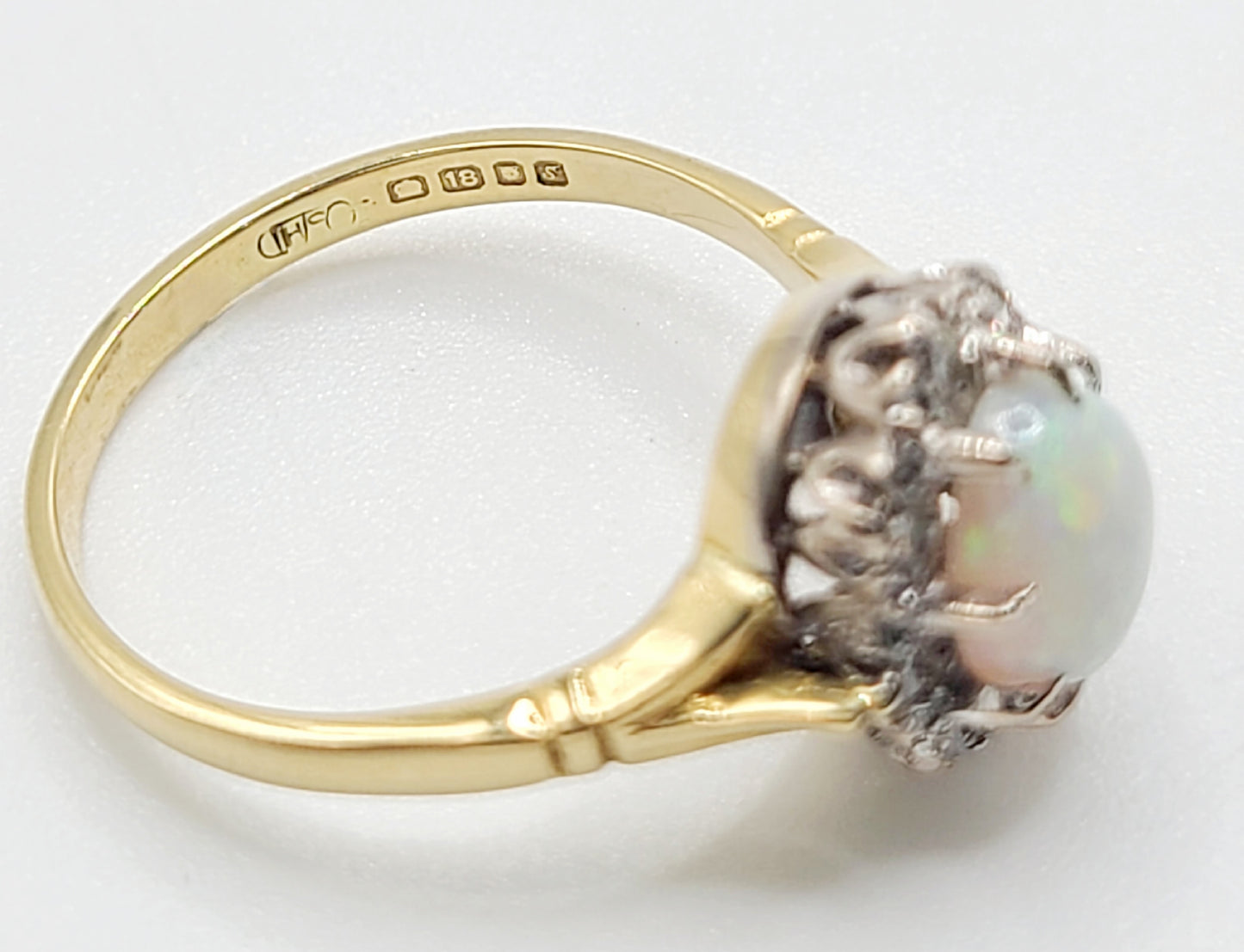 18ct Gold Opal & Diamond Cluster Ring