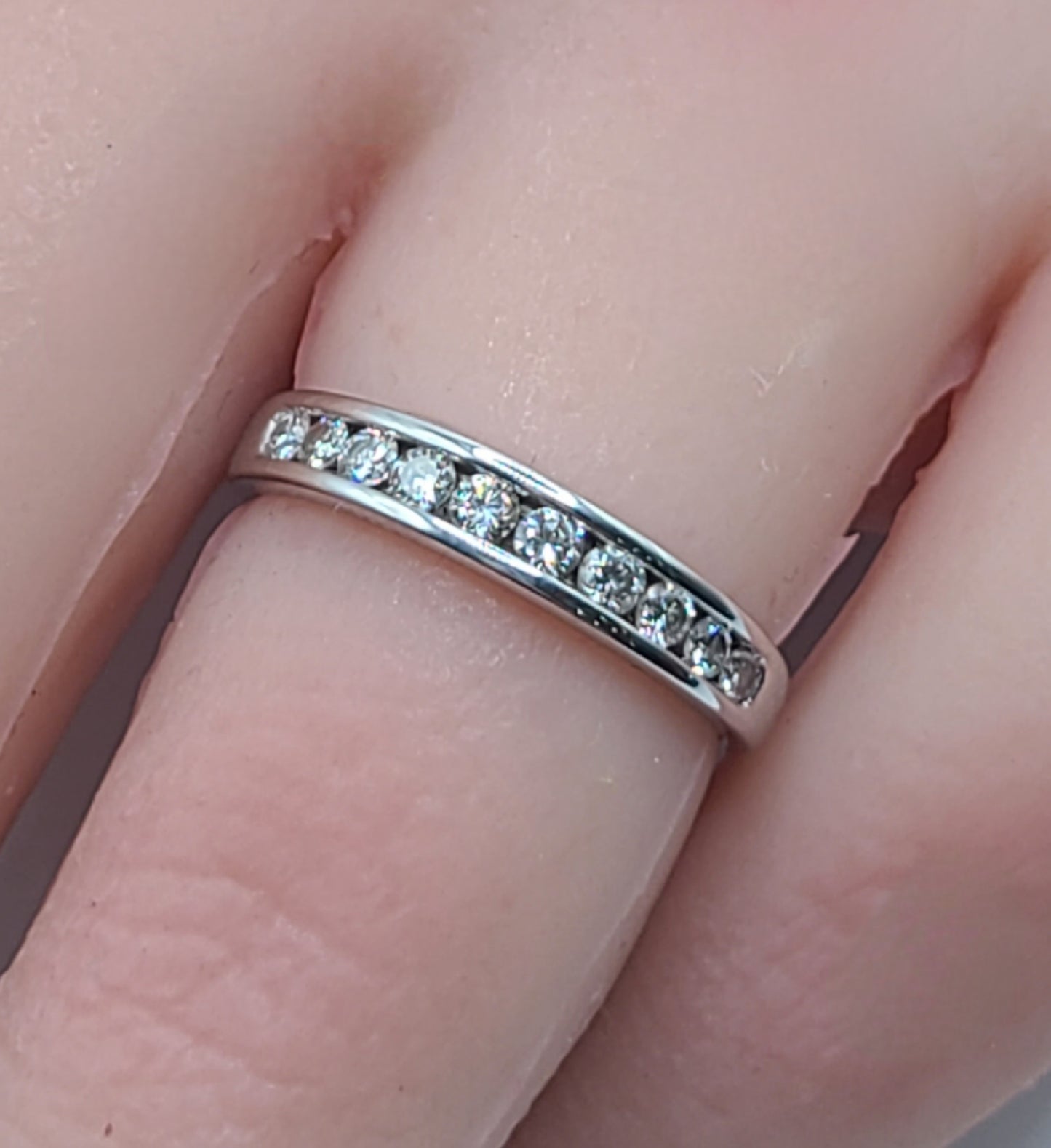 9ct White Gold & Diamond Half Eternity Ring