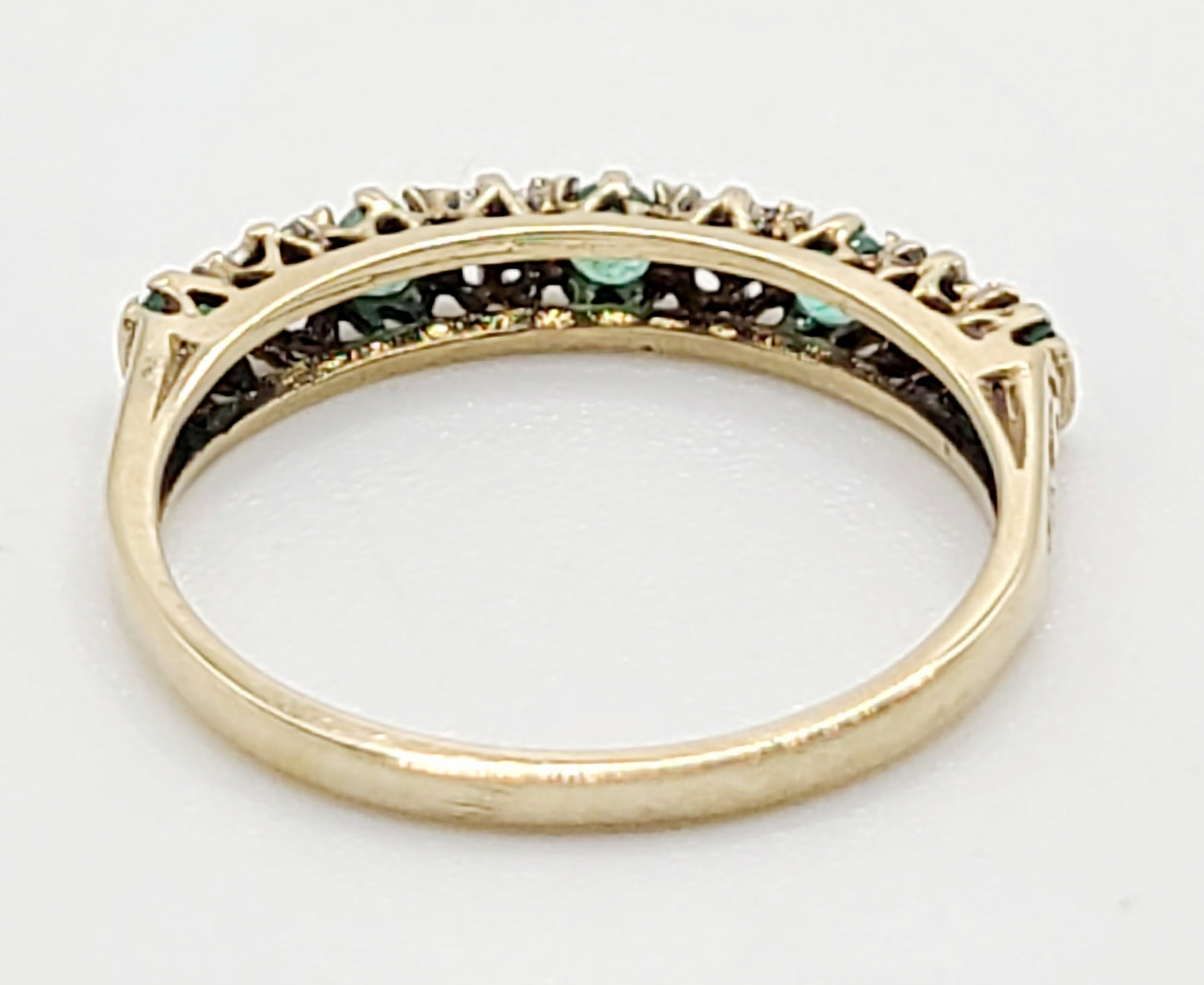 Emerald & Diamond Hallmarked 9ct Gold Half Eternity Ring