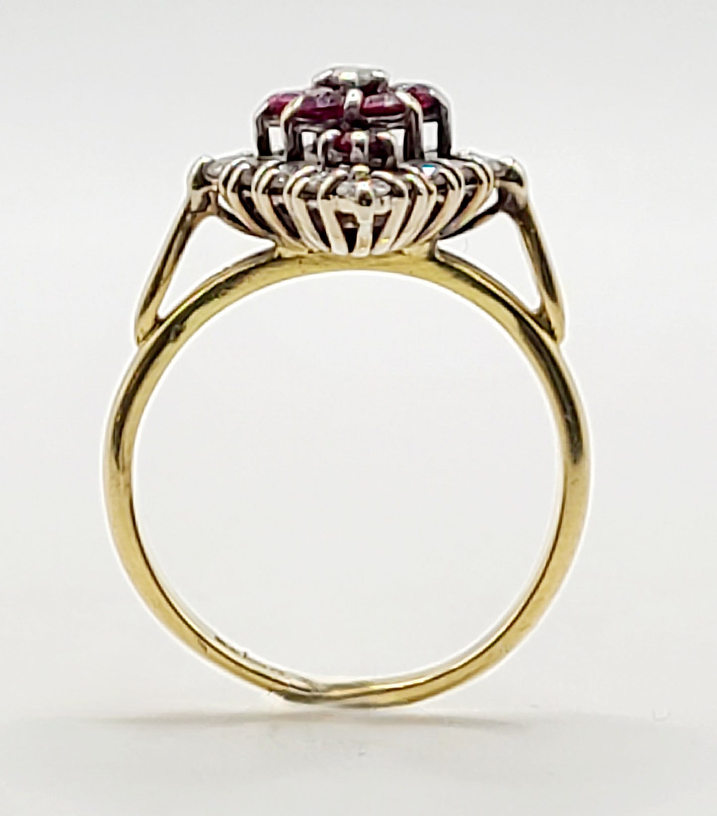 Edwardian 18ct Gold Ruby & Diamond Marquise Cluster Ring