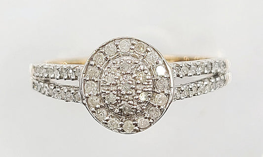 Diamond Target Ring with Diamond Shoulders on 9ct Yellow Gold (P)