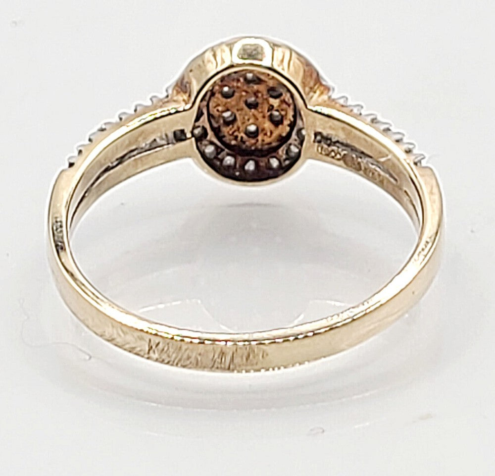 Diamond Target Ring with Diamond Shoulders on 9ct Yellow Gold (P)