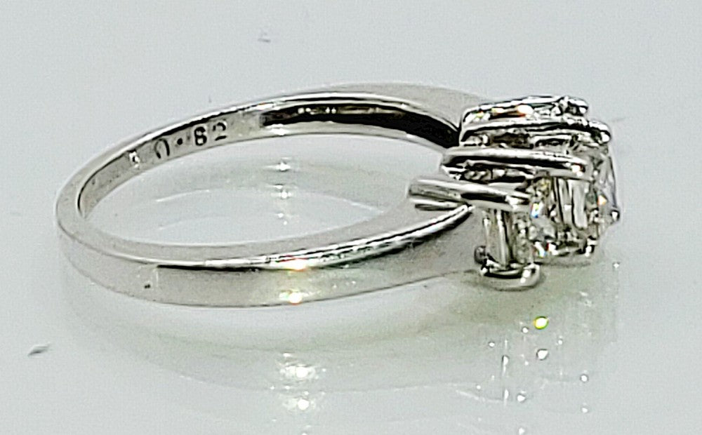 Princess Cut Diamond Trilogy 14ct White Gold Ring 0.82ct (Size M)
