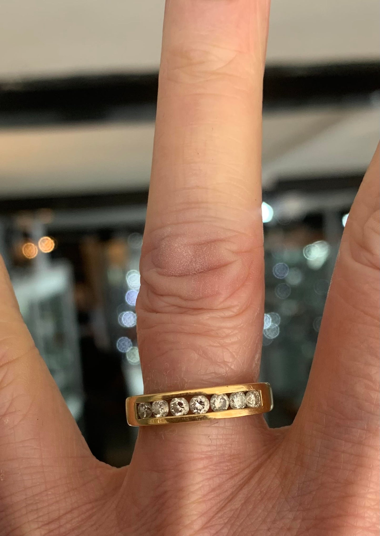 Diamond x 7 Stone Half Eternity Ring 18ct Gold - Size Q