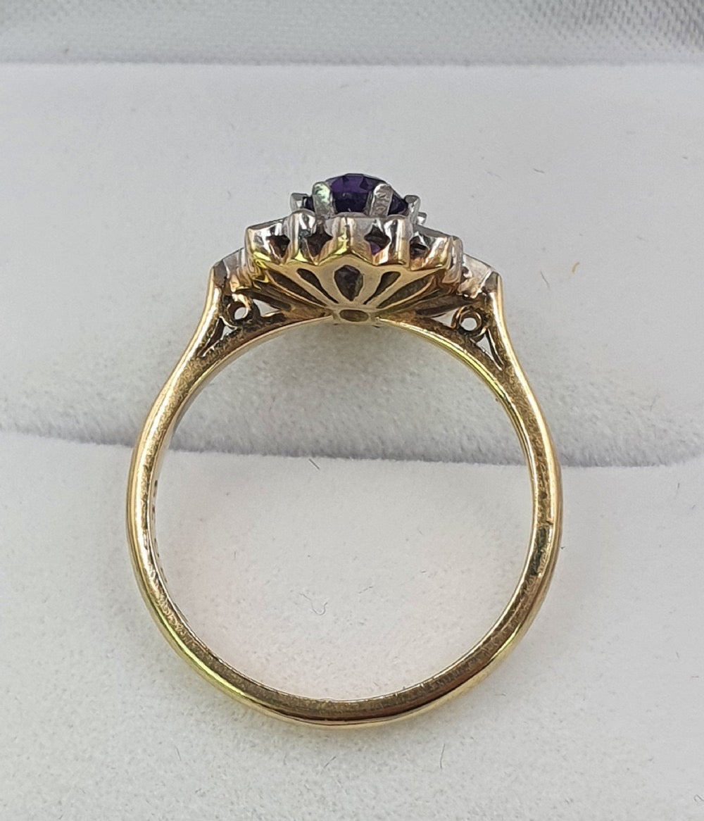 Oval Cut Amethyst 0.7ct & Diamond Halo 9ct Gold ring