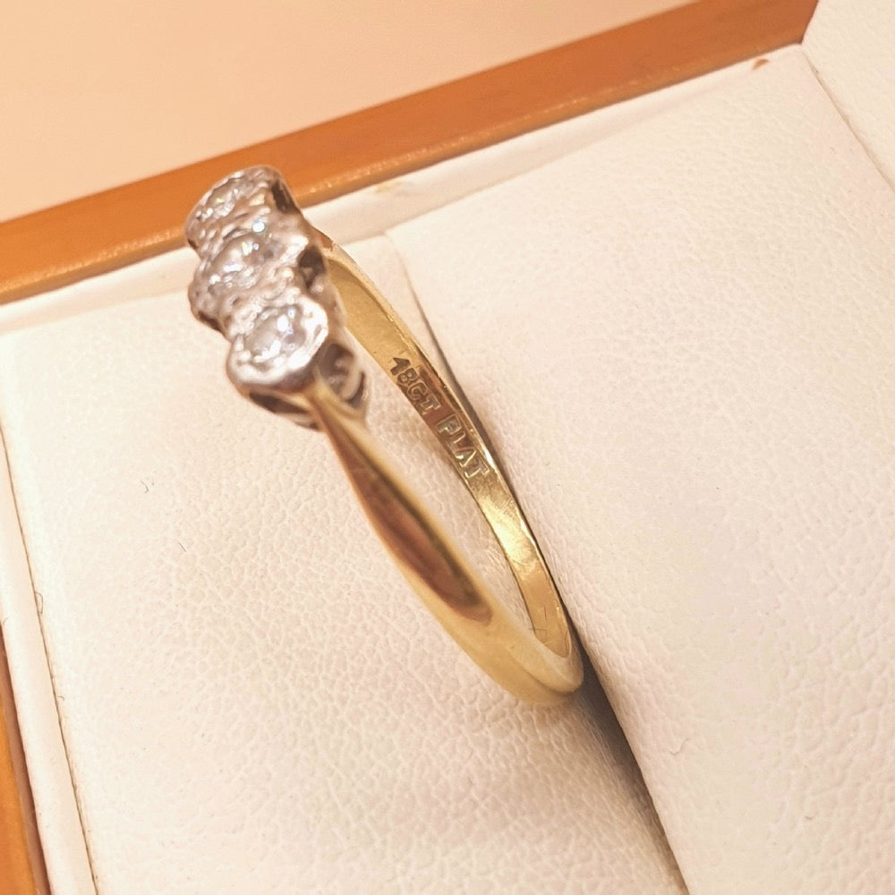 Art Deco Diamond, Platinum & 18ct Gold Trilogy Ring