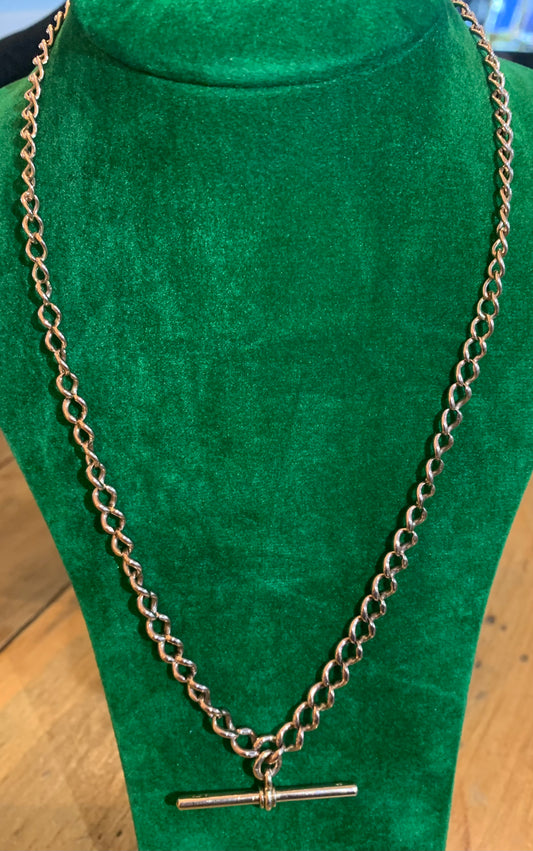Antique 9ct Rose Gold Albert Chain and T-Bar