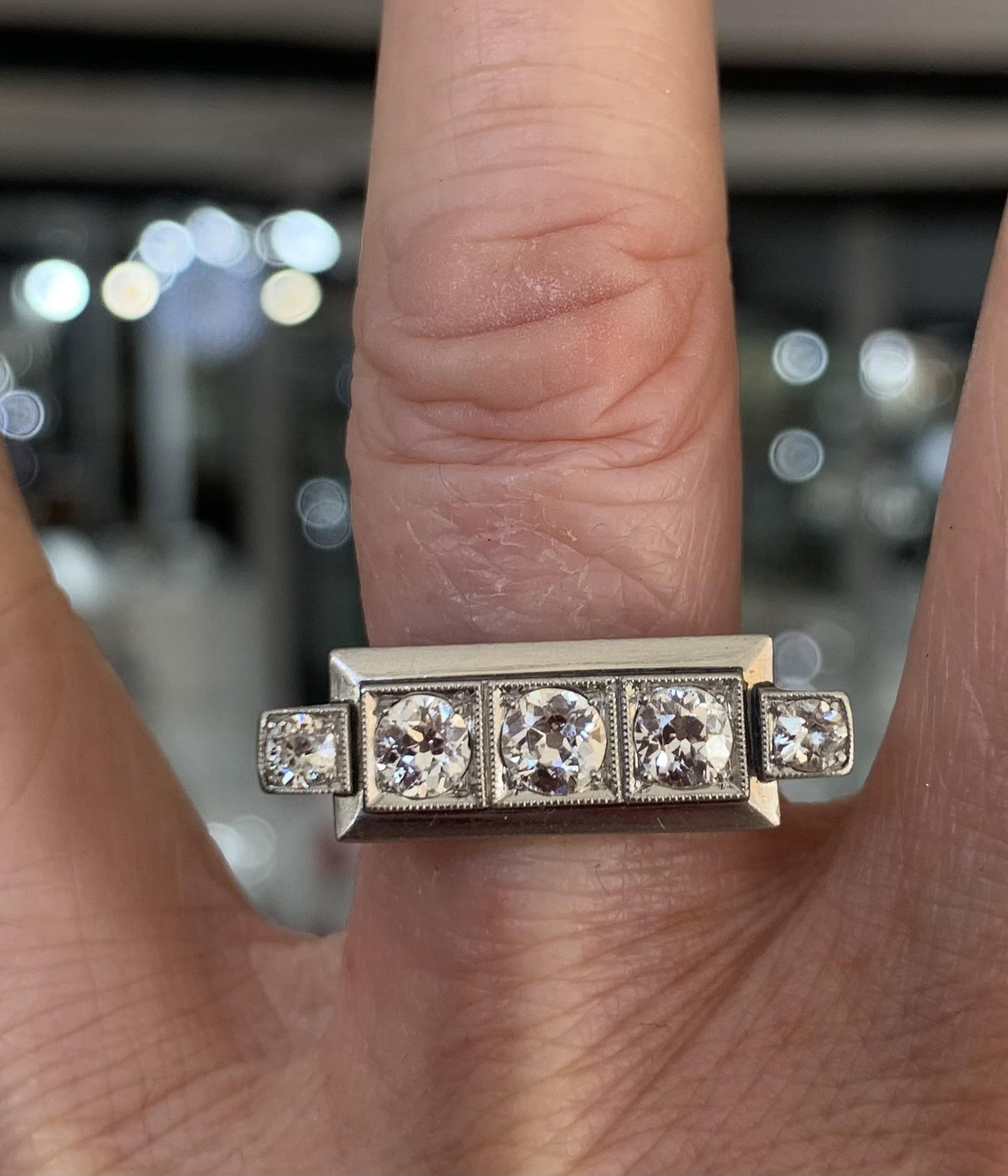 Exceptional Art Deco Diamond & Platinum Ring - Size L1/2