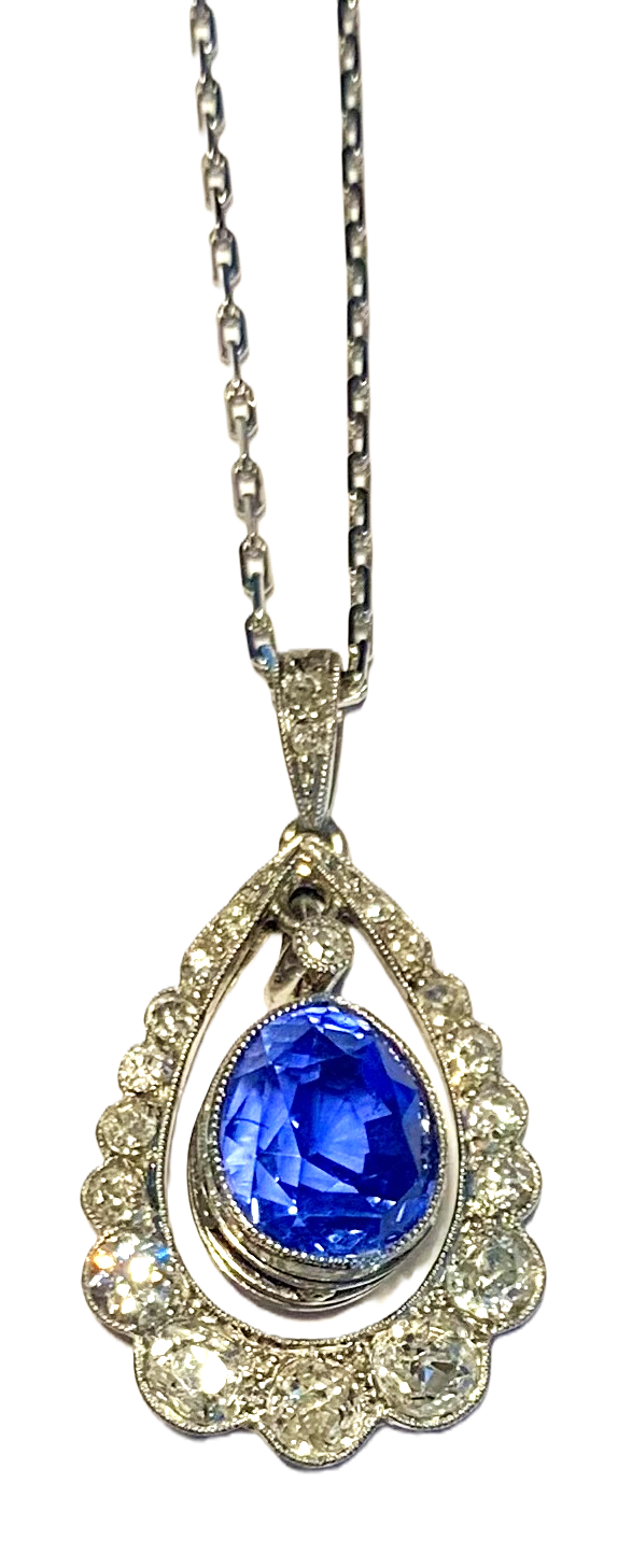 Victorian Oval Cut Ceylon Sapphire Pendant
