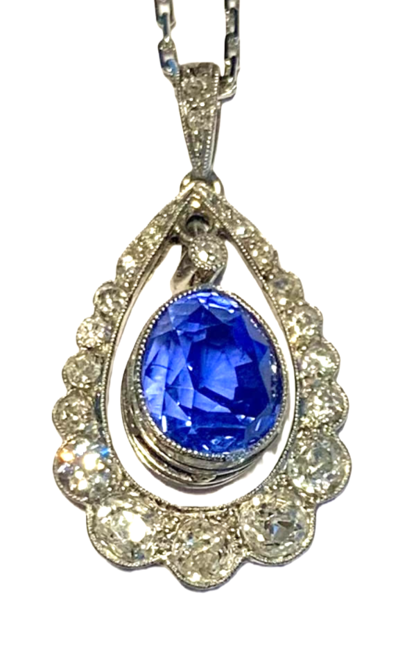 Victorian Oval Cut Ceylon Sapphire Pendant