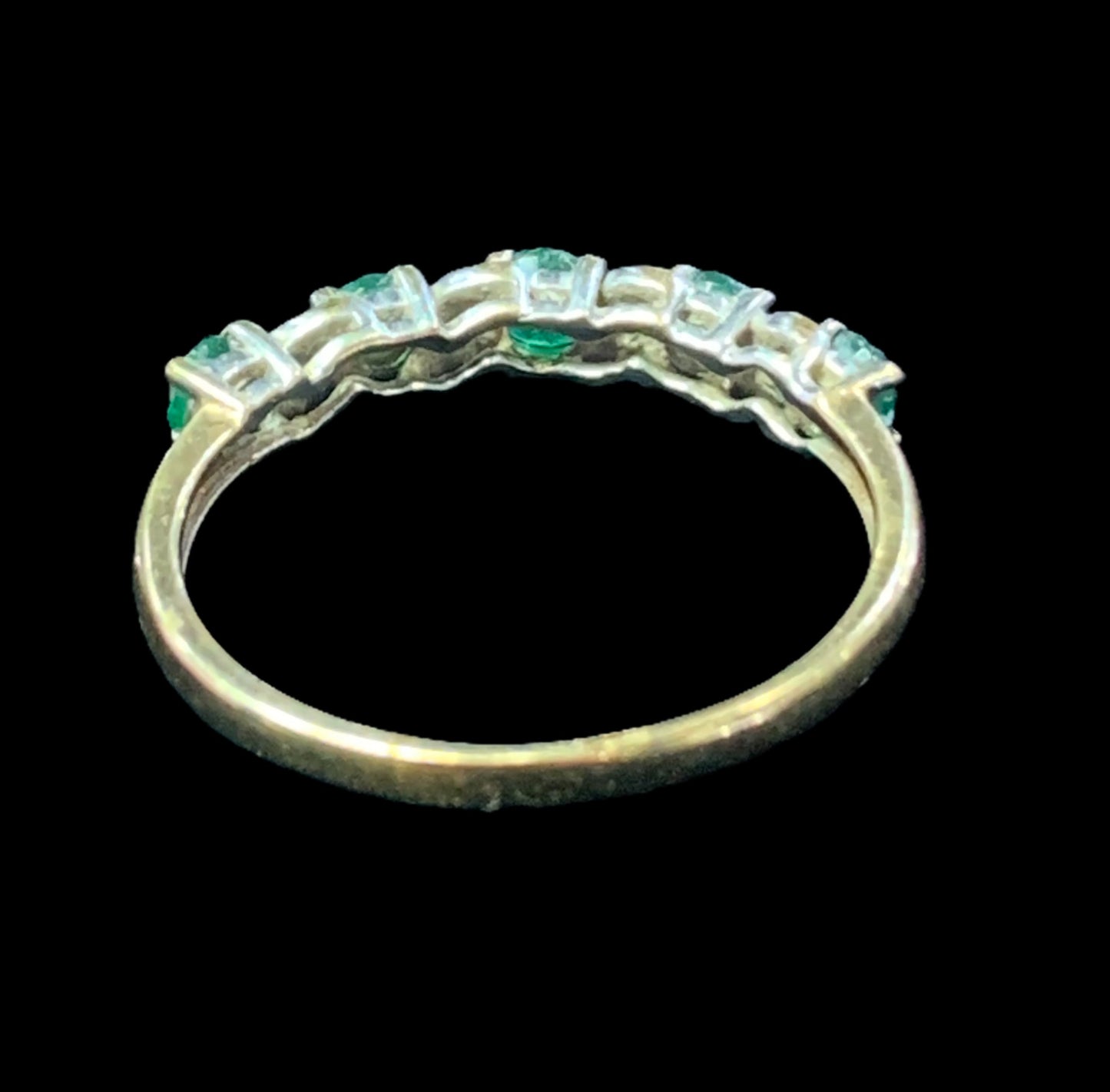 Emerald & Diamond 9ct Gold Half Eternity Ring - Size O1/2