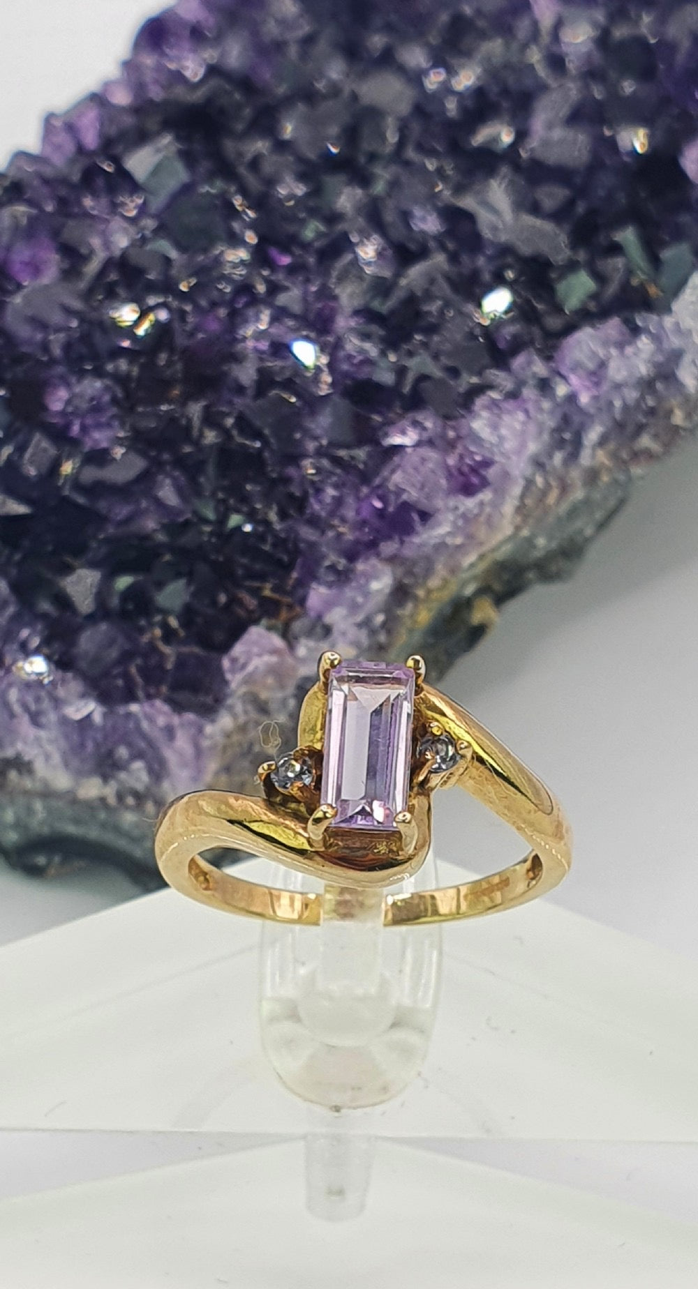 Baguette Cut Amethyst on 9ct Gold Ring