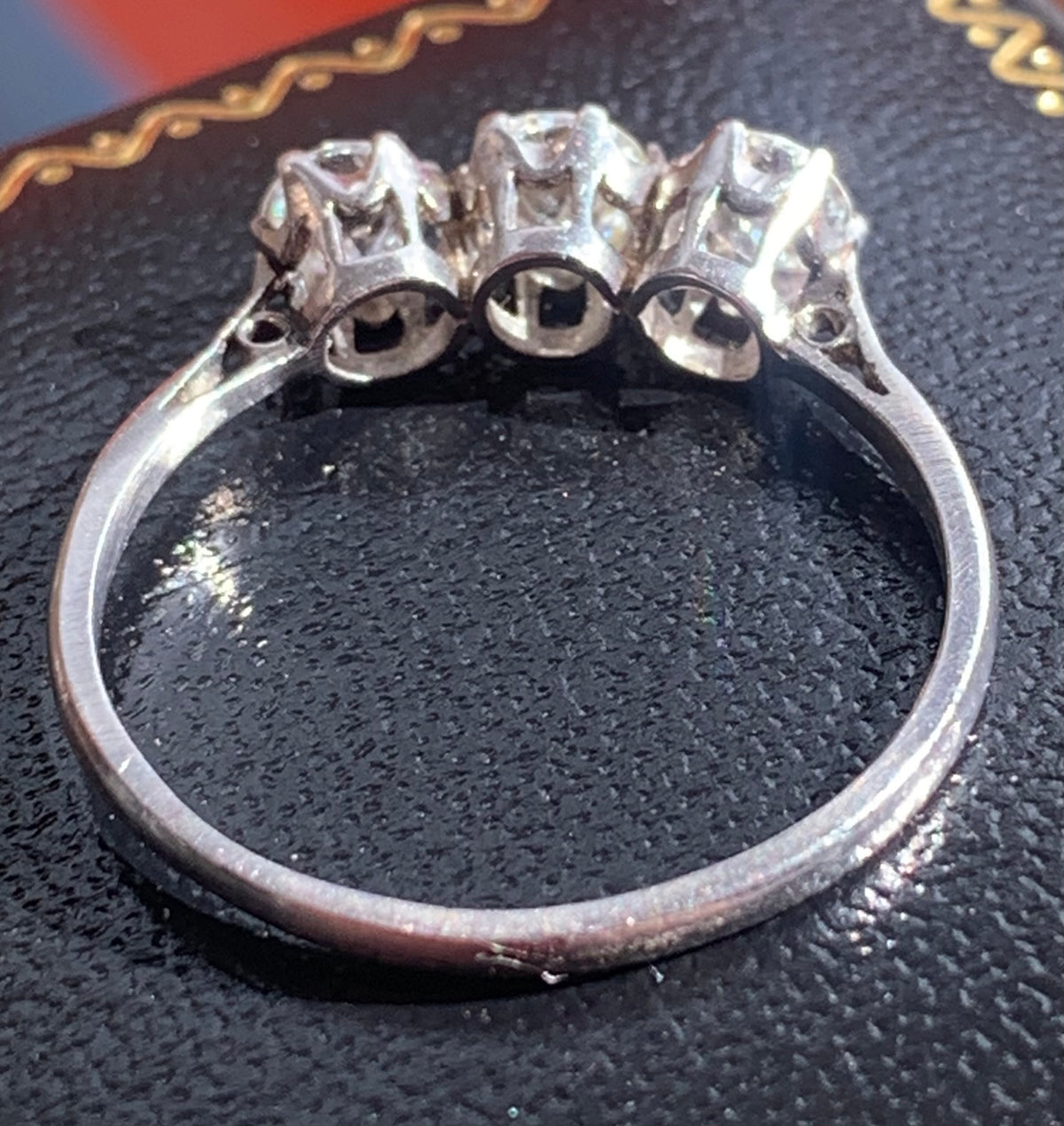 Art Deco Diamond Trilogy Platinum Ring - Size S