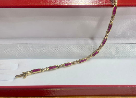 Ruby and Diamond 9ct Gold Bracelet
