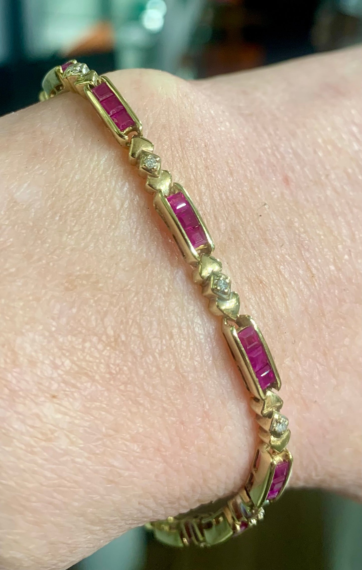Ruby and Diamond 9ct Gold Bracelet