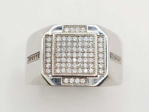 Silver CZ Signet Ring (U)