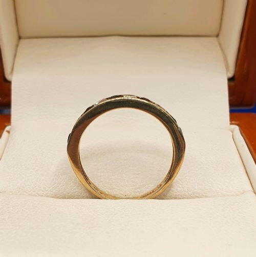 Vintage Sapphire & Diamond Hallmarked 9ct Gold Half Eternity Ring size i