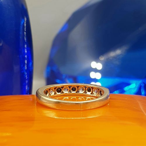 Vintage Sapphire & Diamond Hallmarked 9ct Gold Half Eternity Ring size i