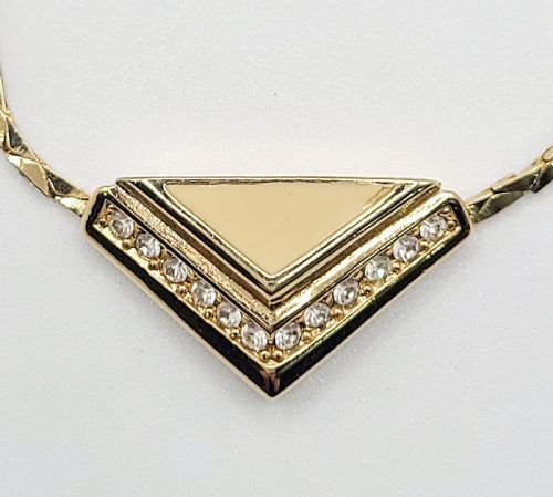 Dior Art Deco Inspired Gold Plated Triangle Pendant Necklace