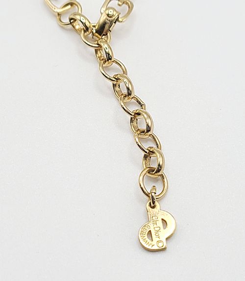 Dior Art Deco Inspired Gold Plated Triangle Pendant Necklace