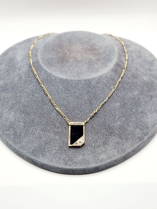 Christian Dior Gold Plated Black Stone Necklace