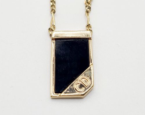 Christian Dior Gold Plated Black Stone Necklace