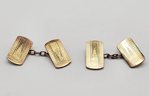 Art-Deco 9ct Gold on Silver 'Empire'  Chain Cufflinks