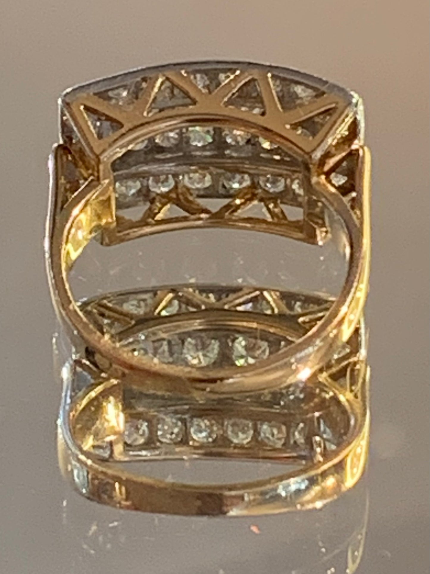 French Art Deco Diamond Cluster 18ct Gold Ring c1920s (K)