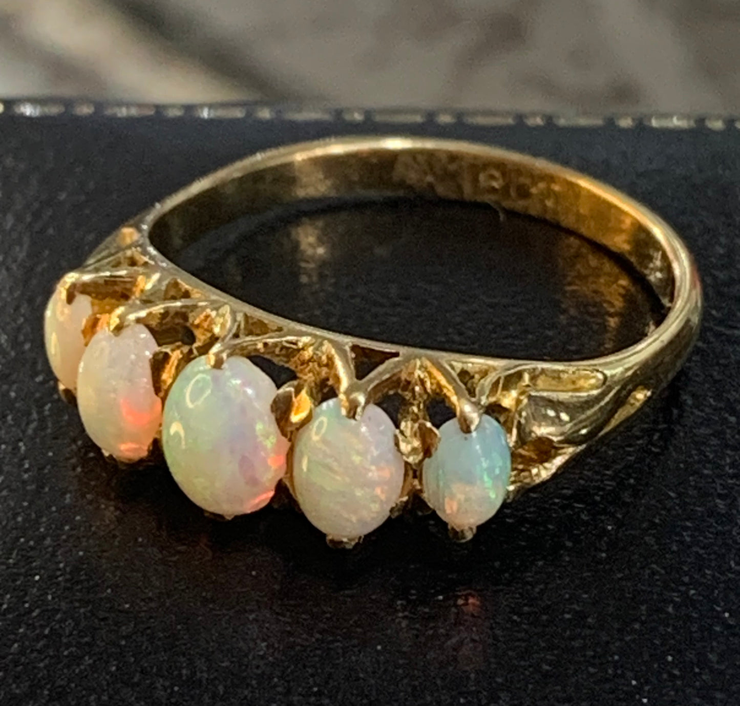 Victorian Five Opal 18ct Gold Stack Ring (O)