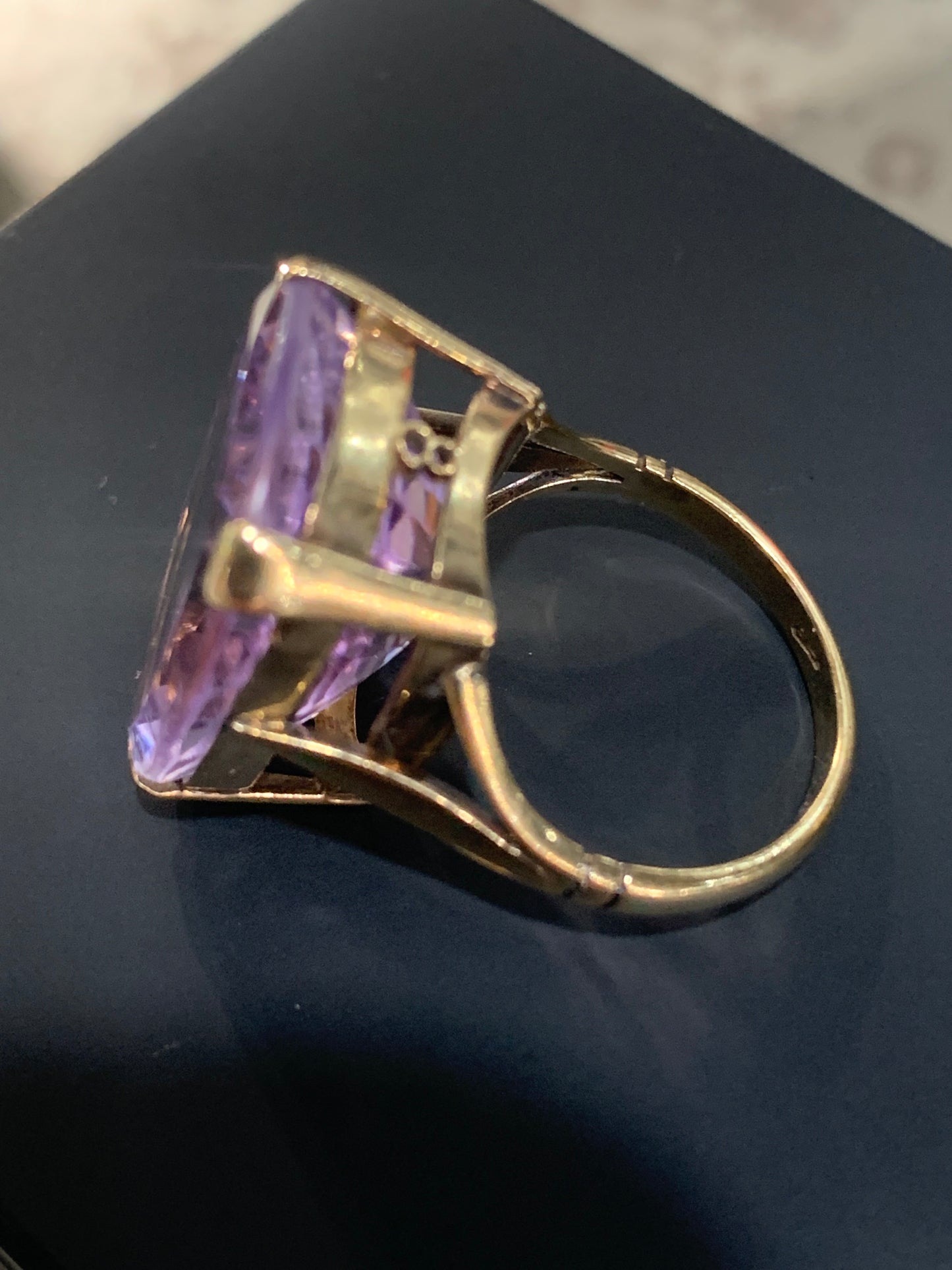 Art Deco Era 25ct Natural Amethyst 9ct Gold Ring - Size M1/2