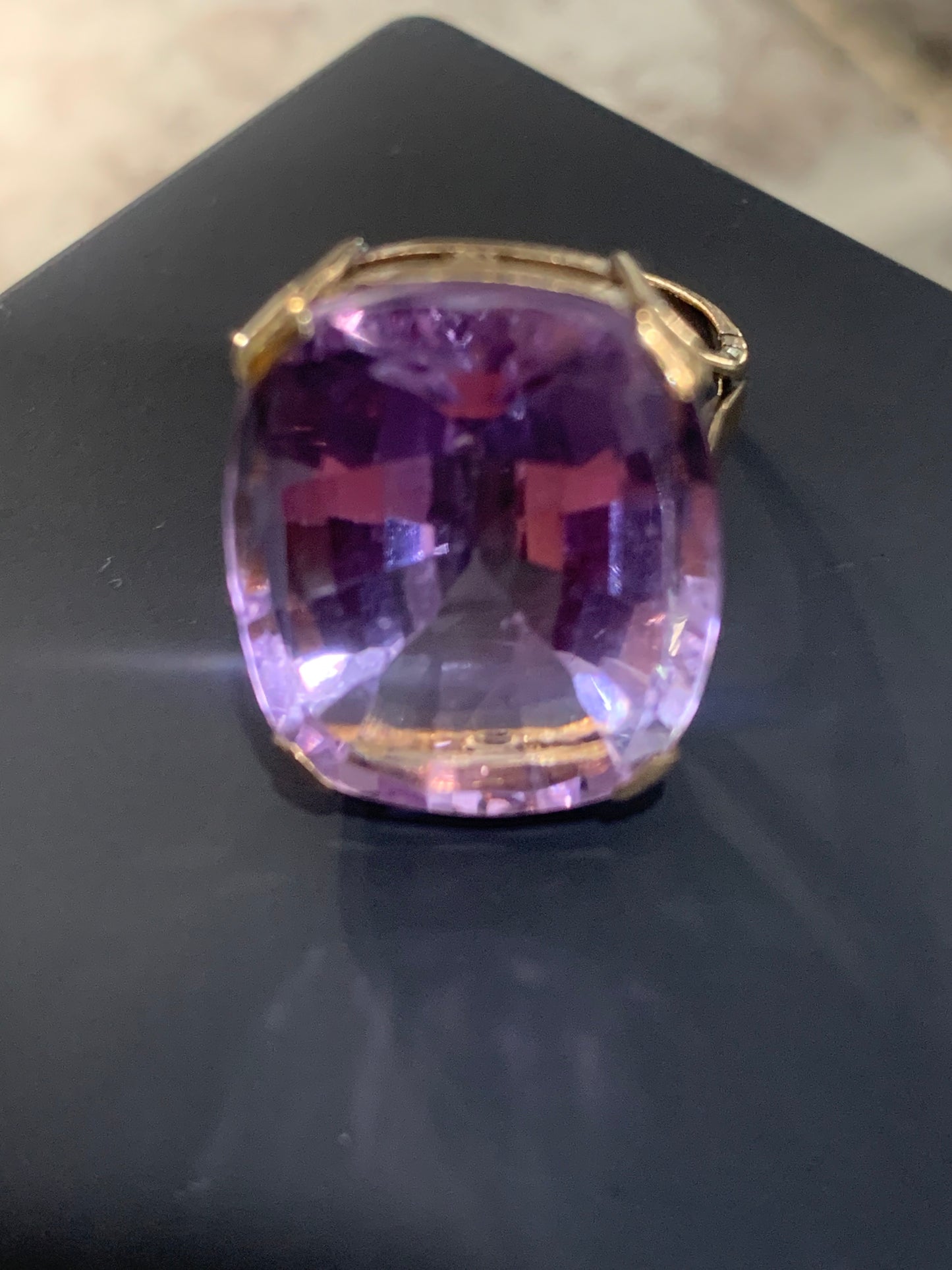 Art Deco Era 25ct Natural Amethyst 9ct Gold Ring - Size M1/2