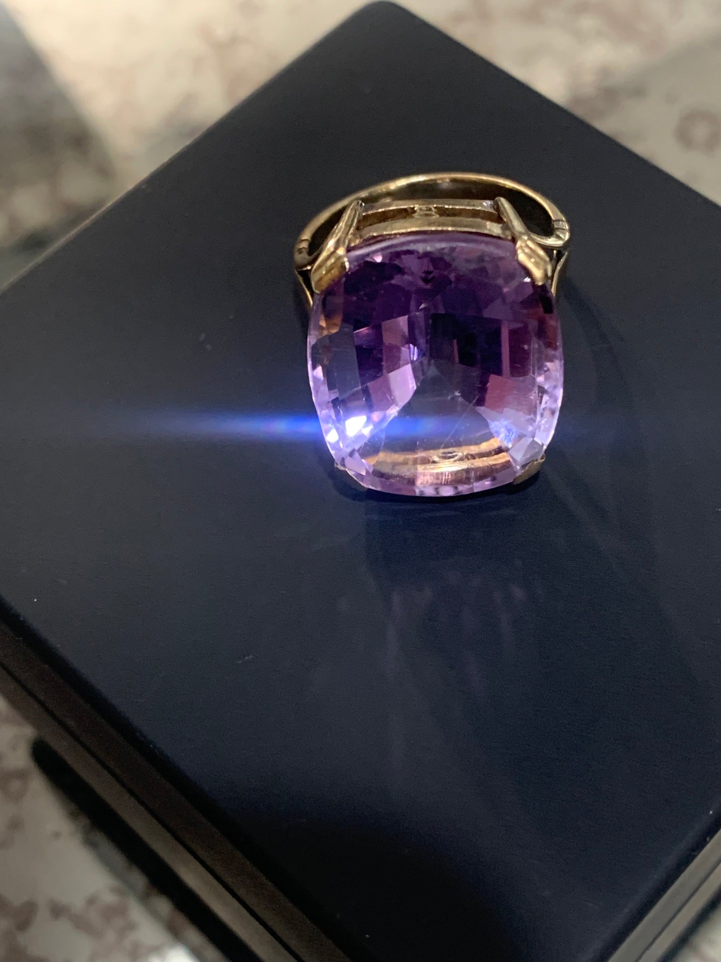 Art Deco Era 25ct Natural Amethyst 9ct Gold Ring - Size M1/2