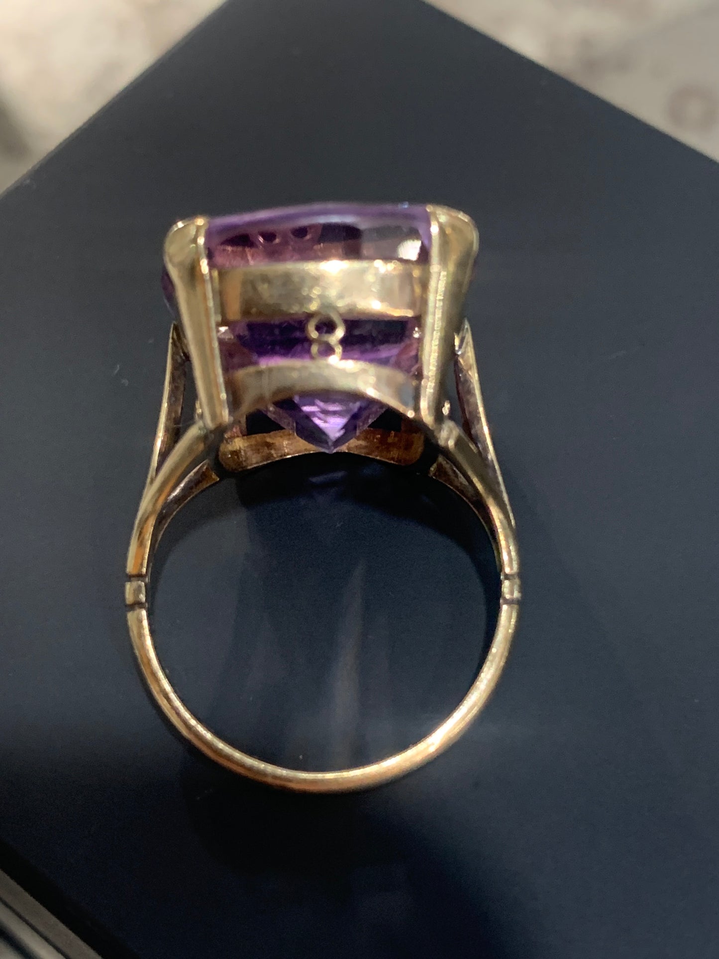 Art Deco Era 25ct Natural Amethyst 9ct Gold Ring - Size M1/2